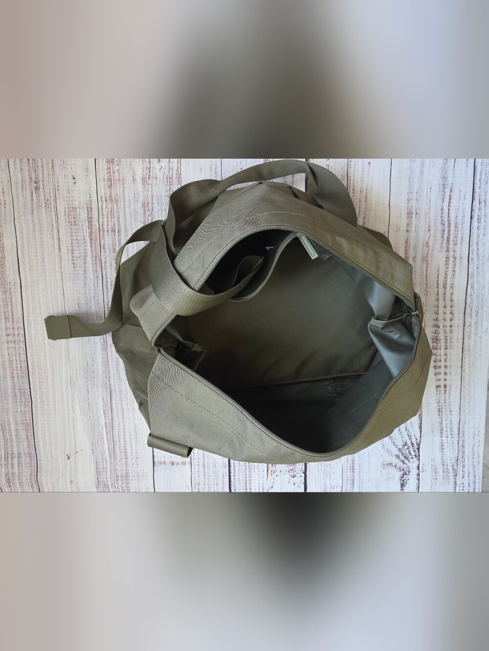 Beis The BEISics Duffle In Olive Travel Gym Tote Large Weekender Bag - Picture 12 of 16